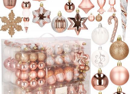 Kerstballen | 153 Stuks | Rosé/Goud/Wit