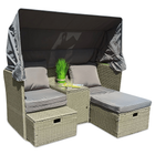 Loungesets - Sun Lounge  -  Tuinlounge - Zonne - Eiland -  Strandlounge -  Fauteuil Set - Strandbed  - Staal - Rotan - Grijs - 170x75/139x170 cm