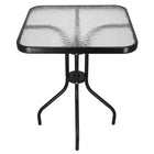 Tuintafel | 60 x 60 x 70 cm | Buitentafel | Bijzettafel Buiten | Metaal | Gehard Glas | Vierkant | Zwart