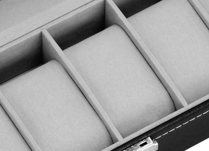 Horlogedoos - Horlogebox - Horlogeopberger - Suède - Zwart - Grijs - 6 Horloges