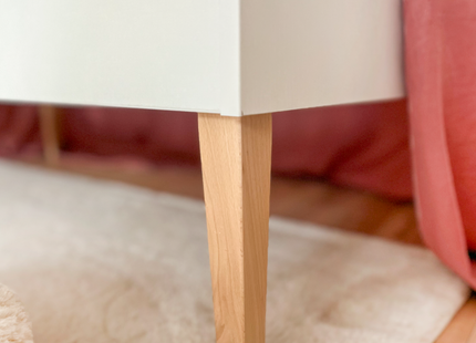 Baby Bed - Massief Eiken - Verstelbaar - Inclusief Matras - Wit / Naturel - 120 x 60 CM