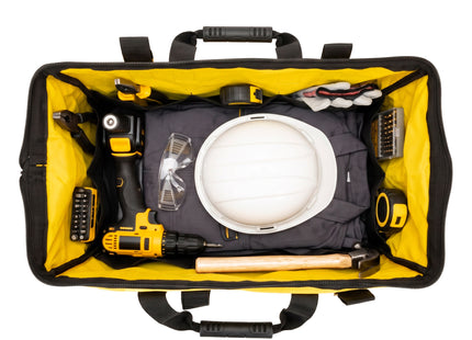 Gereedschapstas - Werkplaatstas - Gereedschapsorganizer - Vakken - Zwart/Geel - 49x27x35 cm - 45 Liter