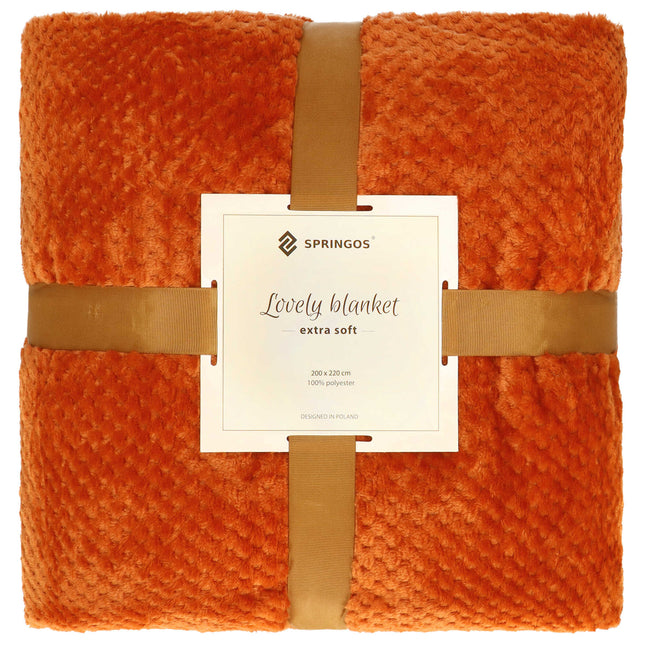 Plaid | Sprei | Deken | 240 x 200 cm | Pluche | Oranje