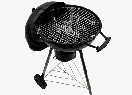 Houtskoolbarbecue - Kogelgrill - Op Wielen - BBQ - Grill - Draagbaar - Uitklapbaar - Camping - Zwart - 47 cm