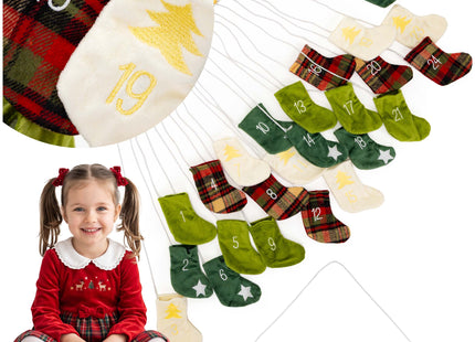 Adventskalender | 24 lades | Hout | Kerstsokken