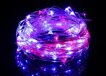 Kerstboomverlichting - 100 LED - Microdraden - 9.9 M - Roze/Blauw