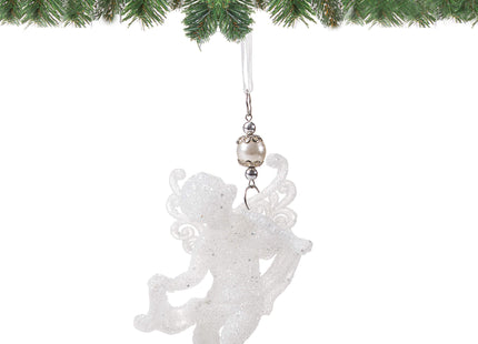Kersthanger | Engel | Kerstboomhanger | Wit | Glitters | 13 cm