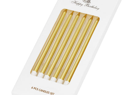 Taartkaarsjes | Verjaardagskaarsjes | 6 Stuks | 9 cm | Goud