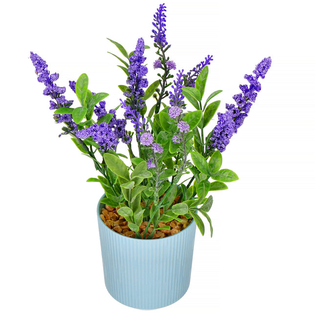 Kunstbloem - Kunstplanten - Lavendel - Inclusief Pot - Paars - Decoratief - 26 cm