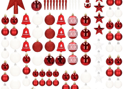 Kerstballen | 104 Stuks | Rood/Wit