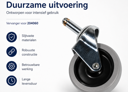 SQOON® Zwenkwiel 75 mm geschikt voor Numatic CT570, WVD570 & NTD750 – Vervanger voor 204060