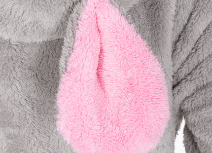 Badjas - Fleece - Konijn - Lichtgrijs - Capuchon - Riem - Maat S/M