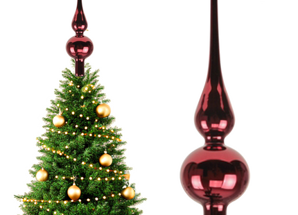 Kerstboom Piek | Glas | 24,5 cm | Glanzend | Rood