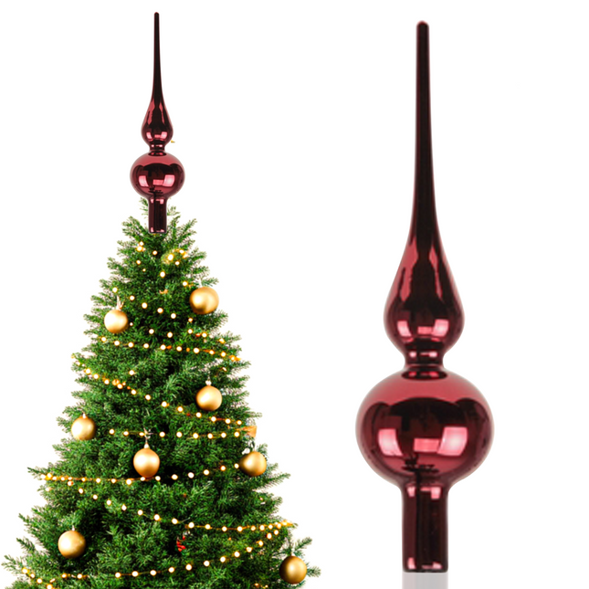 Kerstboom Piek | Glas | 24,5 cm | Glanzend | Rood