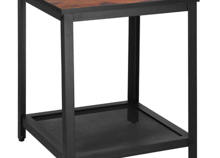 Salontafel | Bijzettafel | Vierkant | 45x45x55 cm | Zwart/Donkerbruin