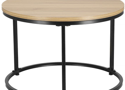 Salontafel | Salontafel Set | Rond | 2-Delig | Zwart/Naturel