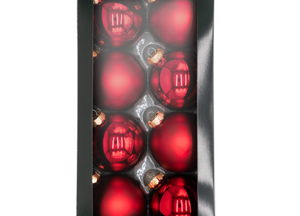 Kerstballen Glas | 8 Stuks | Mix | Glas | Mat | Glans | Rood
