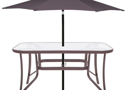 Tuintafel | 120 x 70 x 70 cm | Buitentafel | Eettafel Buiten | Metaal | Gehard Glas | 100 KG | Bruin