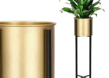 Staande Plantenbakken | Plantenbak | Bloempothouder | Set Van 3 | Metaal | Zwart-Goud