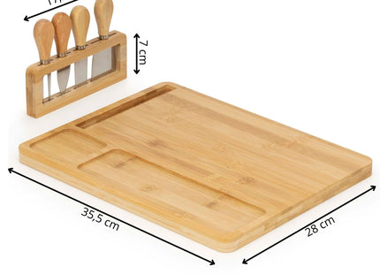 Serveerplank | 5 Delig | Snijplank | Bamboe | 35,5 x 28 cm