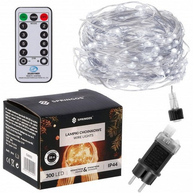 Kerstverlichting | 30 m + 3 m Snoer | 300 LED | Inclusief Afstandsbediening | Koud Wit