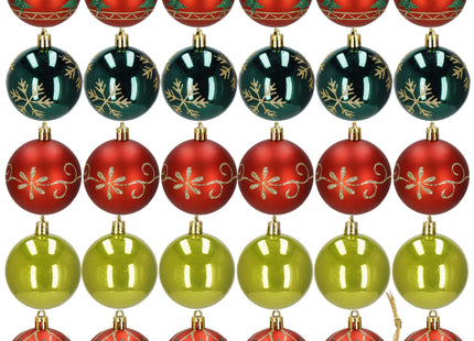 Kerstballen | 30 Stuks | 6 cm | Rood/Groen/Goud