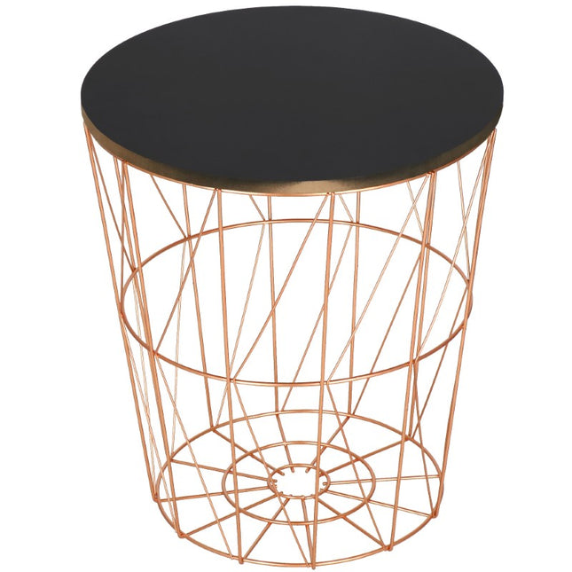 Salontafel | Salontafel Rond | Bijzettafel | 1 Stuk | 40 cm | Zwart/Koper