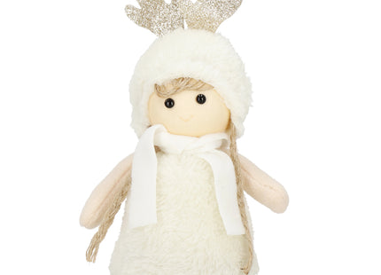 Kerstkabouter - Kerstdame - Kerstversiering - Witte Rendierkabouter - 25 cm