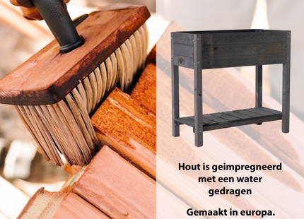 Kweekbak - Plantenbak - Moestuin - Planten - Hout - Geïmpregneerd - Rechthoekig - Grijs - 80 x 40 x 78 Cm