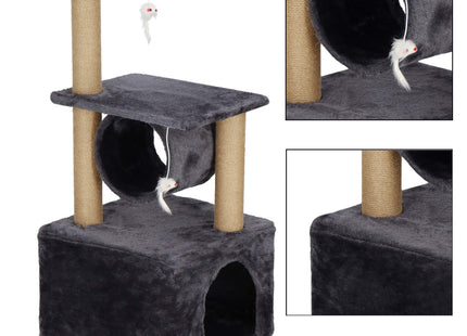 Krabpaal - 3 Etages - Voor Katten - Toren - Meubelbescherming - 31 x 31 x 62 cm - Grijs/ Beige
