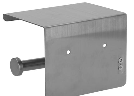 WC Rolhouder | Toiletrolhouder Met Plank | Chroom | Zwart/ Grijs