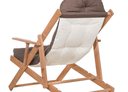 Houten Ligstoel - Ligbed - Met Kussen - Verstelbaar - Weersbestendig - Bruin - Grenenhout - 90 x 71 x 103 Cm