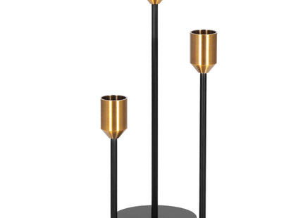Kandelaar - Metaal - Set Van 3 - Rond - Zwart/Goud