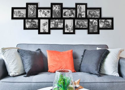 Fotolijst - 14 Foto's - Collage - Staand/Liggend - 118 x 36 cm - Zwart