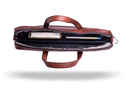 Leren Aktetas - Laptoptas - 15,6 inch - Bruin - 43 x 35 x 4,5 CM