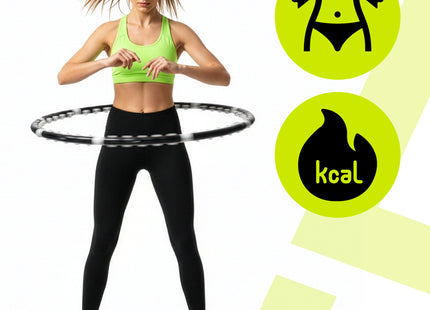 Hoelahoep - Hoepel - Fitness - Opvouwbaar - Cardiotraining - Massagenoppen - Grijstinten - Zwart - 92 Cm