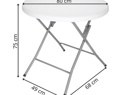 Cateringtafel - Bankettafel -  Opklapbaar - Horeca Kwaliteit - Inklapbaar - Met vergrendeling - Extra Stevig - Wit - Ø 80x75cm