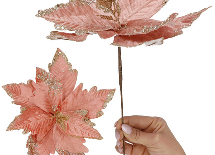Kunstbloem - Kunststof - Roze - Glitters - 29 cm