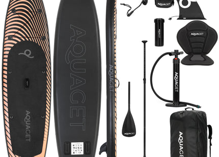 SUP Board - Opblaasbaar Paddle Board - Met Tas - Met Zitje -Inclusief Accessoires - Complete Set - Max. 220KG - 350x83,5cm - Zwart/Oranje