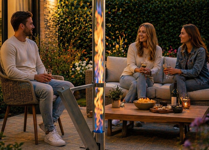 Muntel® Pellet Terras Heater - Terrasverwarmer - Outdoor - Heater - Fire Tube - Pallet - RVS - 34x 44.8x 132.2Cm
