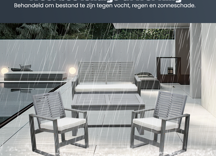 Tuinset - 4 Delig - Stoelen - Bank - Tafel - Bank - Grijs/Wit