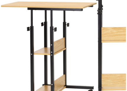 Bureau – Werkbureau – Computer Bureau – Bureautafel – Op Wielen – Verstelbaar - 73-85 X 40 X 80 CM – 20 Kg - Bruin - Metaal - Hout