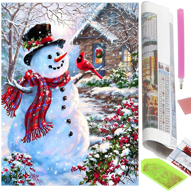 Diamond Painting - Volwassenen - Sneeuwpop - 40 x 30 cm