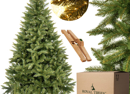 Kunstkerstboom | Premium Royal | Kaukasisch Sparrenhout | 180 cm | Zonder Verlichting | Houten Standaard