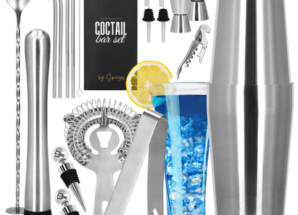 Cocktail Set | 14-Delige Cocktail Shaker Set | Bartenderset  | RVS | Zilverkleurig | 750 ML