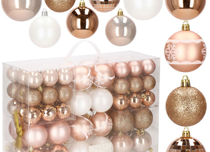 Kerstballen | 86 Stuks | Rosé/Goud/Roze/Wit