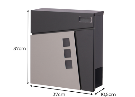 Brievenbus - Wandbrievenbus - Hangend - Kijkvenster - Staal - Zilver - Antraciet - 10,5 x 37 x 37 x cm