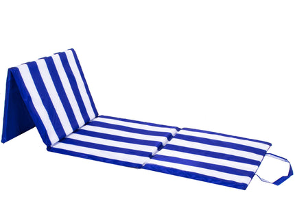 Strandmatras - Opvouwbaar - Kussen - Strepen - 175 X 50 CM - Marineblauw