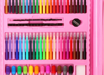 Tekendoos | Tekenkoffer Kinderen | 208 Delig | 40 x 35.5 x 5.5 cm | Roze