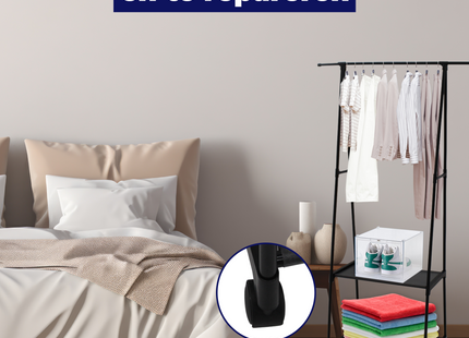 Kledingrek | Op Wielen | Schoenenrek | Verstelbaar | 55-84 X 43 X 156 cm | Zwart